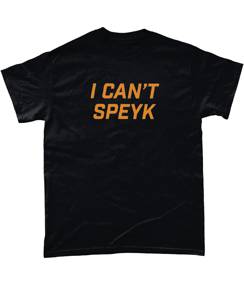 I Can't Speyk Slogan T-Shirt in Black
